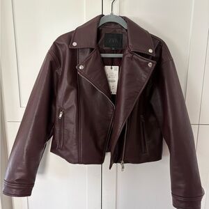 Zara Women's Deep Burgundy Leather Jacket